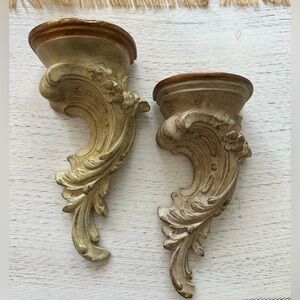 RARE Florentine Ornate Sconce Shelf Pair Italian Luxury